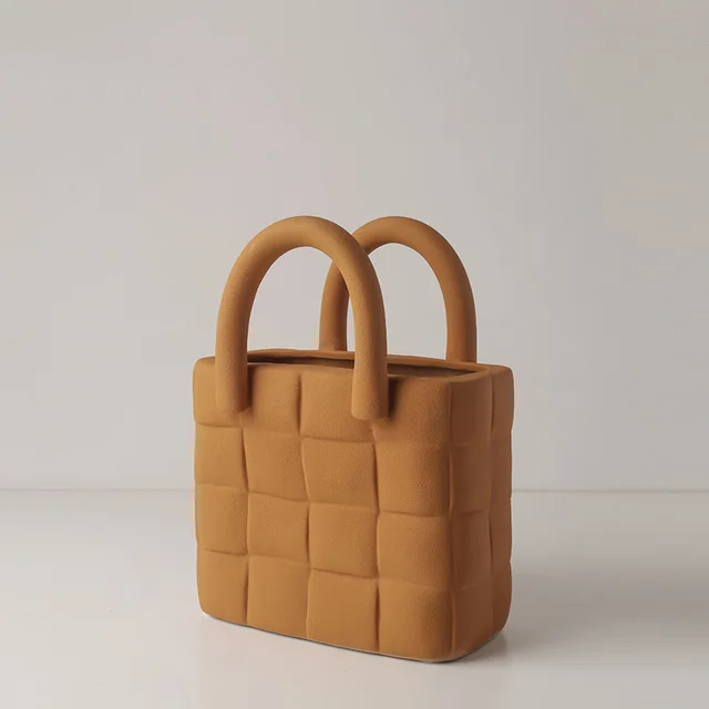 Ceramic Women Bag Flowers Vase Nordic Luxury Bag Vase Handbag Flower Pot Ornaments Office Living Room Decoration Home Decor - Kacey ShoppingMart