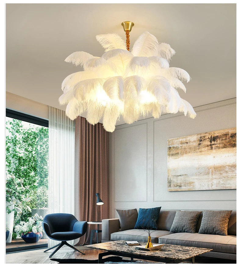 Ostrich Feather Chandelier - Kacey ShoppingMart