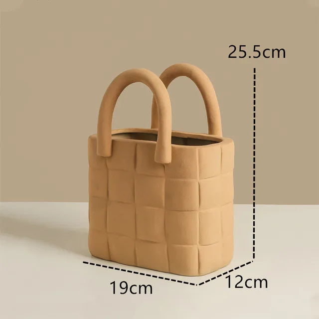 Ceramic Women Bag Flowers Vase Nordic Luxury Bag Vase Handbag Flower Pot Ornaments Office Living Room Decoration Home Decor - Kacey ShoppingMart