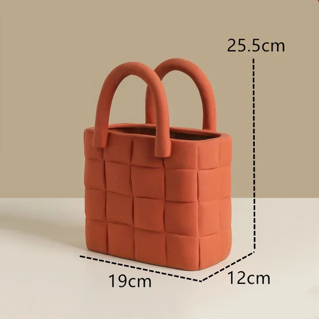 Ceramic Women Bag Flowers Vase Nordic Luxury Bag Vase Handbag Flower Pot Ornaments Office Living Room Decoration Home Decor - Kacey ShoppingMart