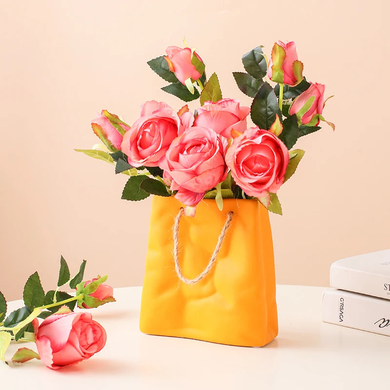 Handbag Ceramic Vase Home Decor Vases Room Decoration Plant Pot Aesthetic Room Decor Flower Vase Modern Art Flower Container - Kacey ShoppingMart