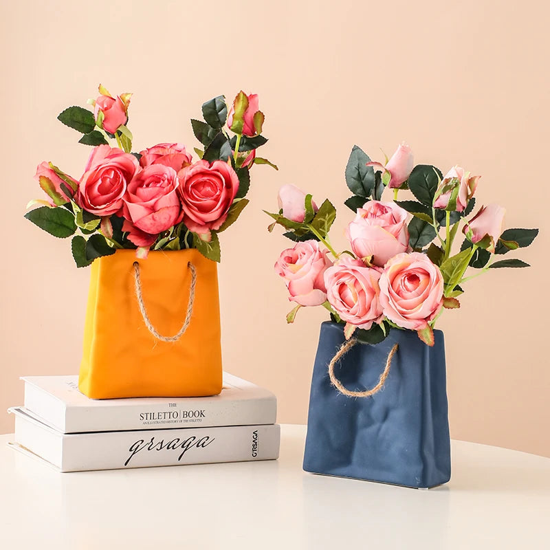 Handbag Ceramic Vase Home Decor Vases Room Decoration Plant Pot Aesthetic Room Decor Flower Vase Modern Art Flower Container - Kacey ShoppingMart