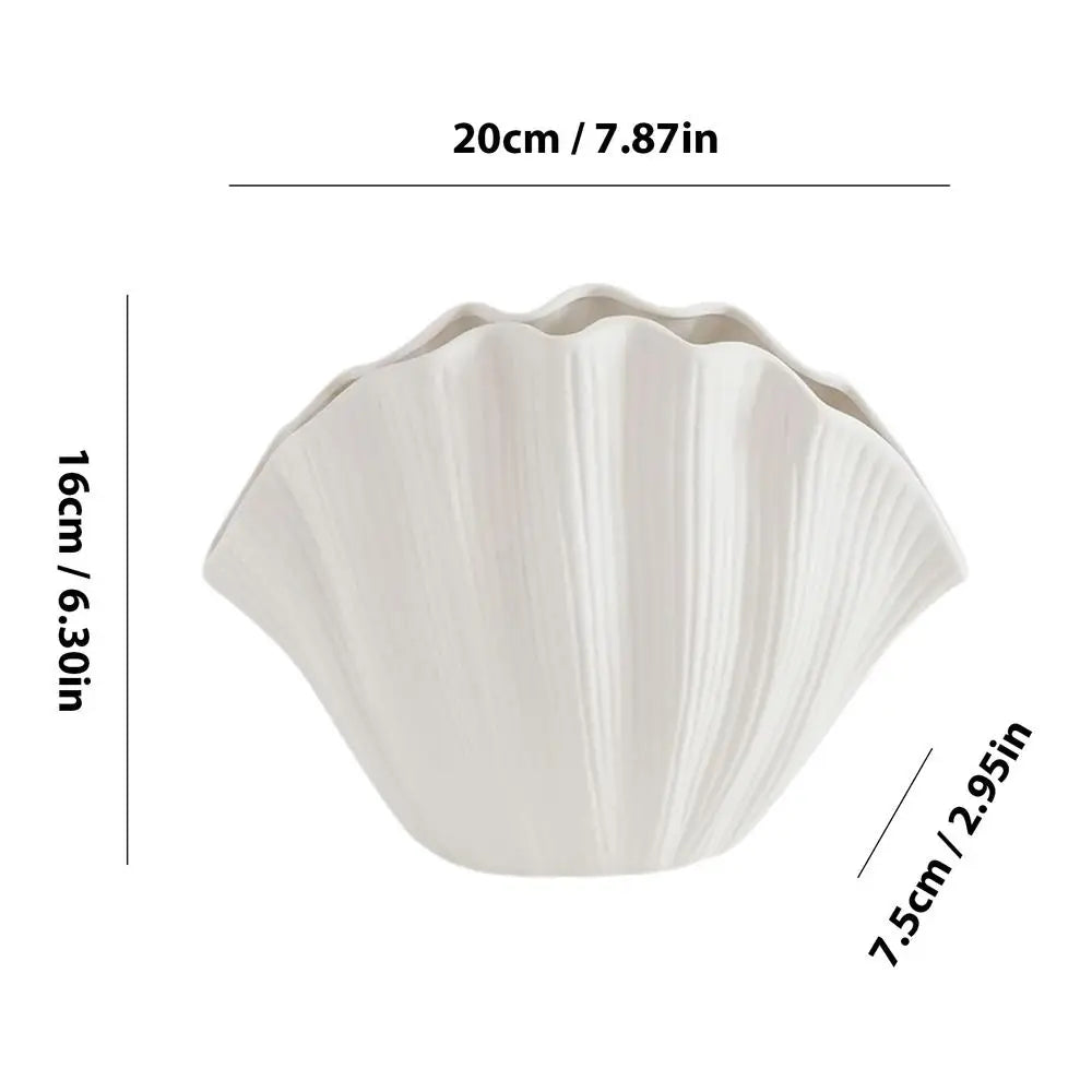 Ceramic Vase Sea Shell Lotus Leaf Leaf Shape Floral Arrangement Accessories Flower Vase Terrarium Room Decoration Accessories - Kacey ShoppingMart