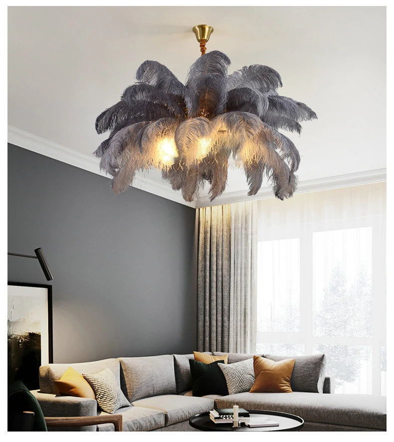 Ostrich Feather Chandelier - Kacey ShoppingMart
