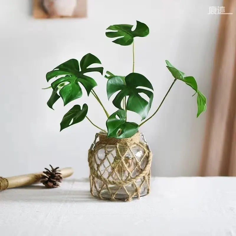 Hemp Rope Glass Vase - Kacey ShoppingMart