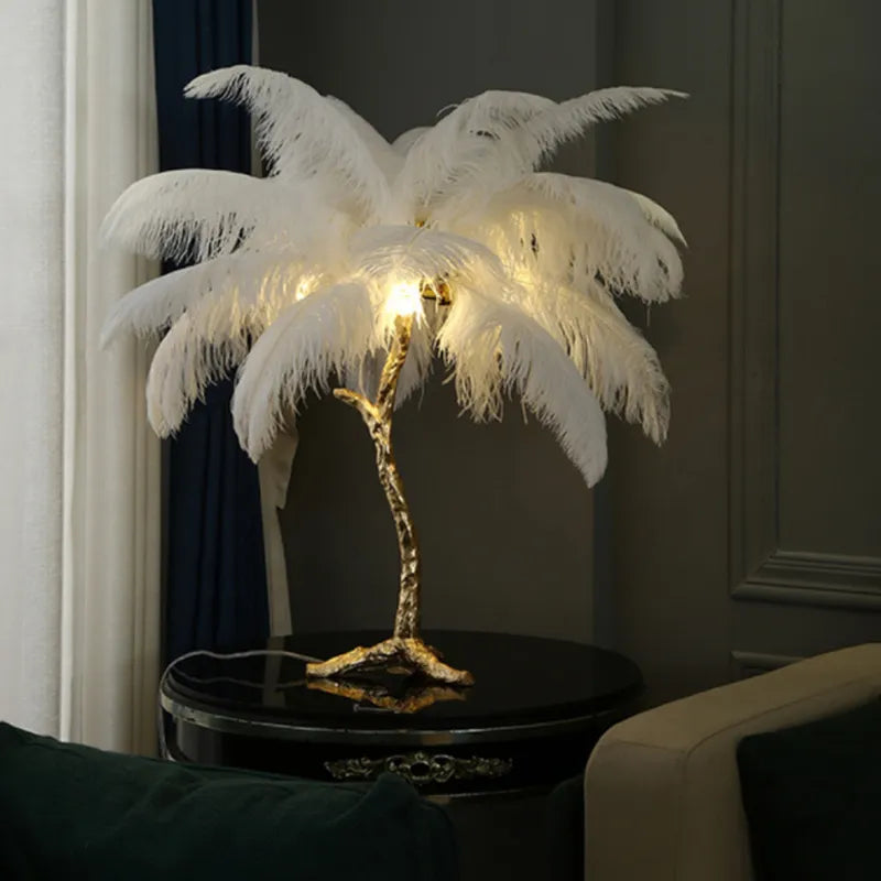 Ostrich Feather Table Lamp - Kacey ShoppingMart