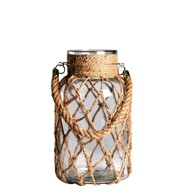 Hemp Rope Glass Vase - Kacey ShoppingMart
