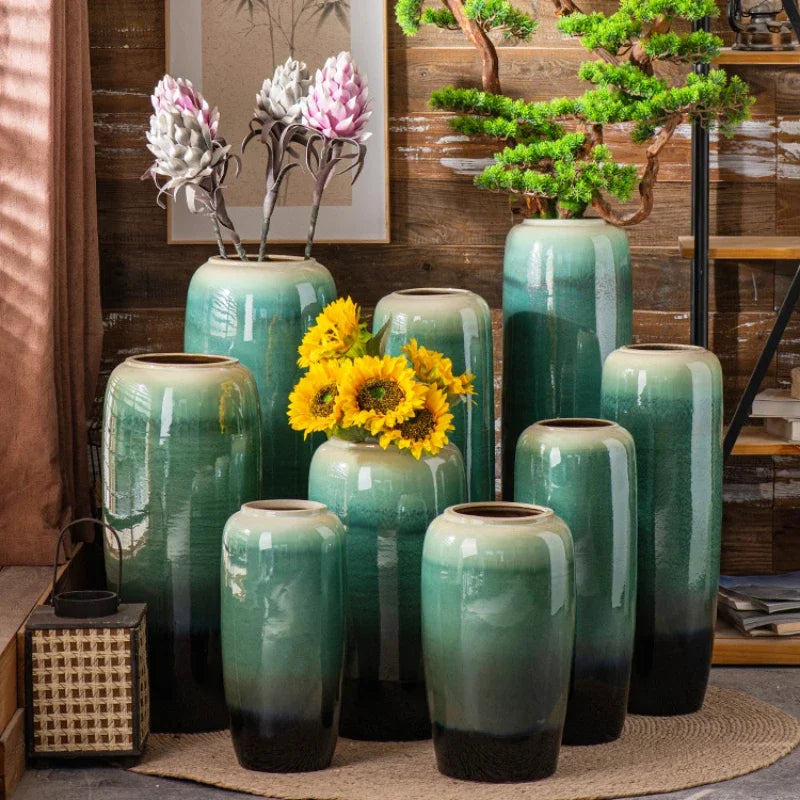 Design Grand Vase Vintage High Floor Cylinder Plant Flowers Vases Luxury Jarrones Decorativos Moderno Nordic Style Home Decor - Kacey ShoppingMart