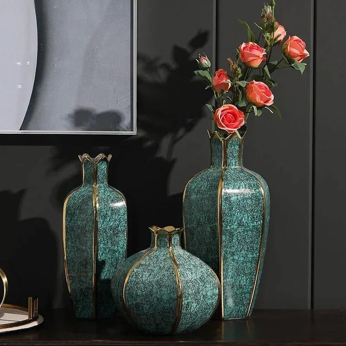 European ceramic gilt vase decoration for home modern living room decoration accessories interior luxury flower pots decorative - Kacey ShoppingMart