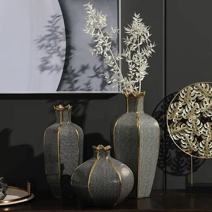 European ceramic gilt vase decoration for home modern living room decoration accessories interior luxury flower pots decorative - Kacey ShoppingMart