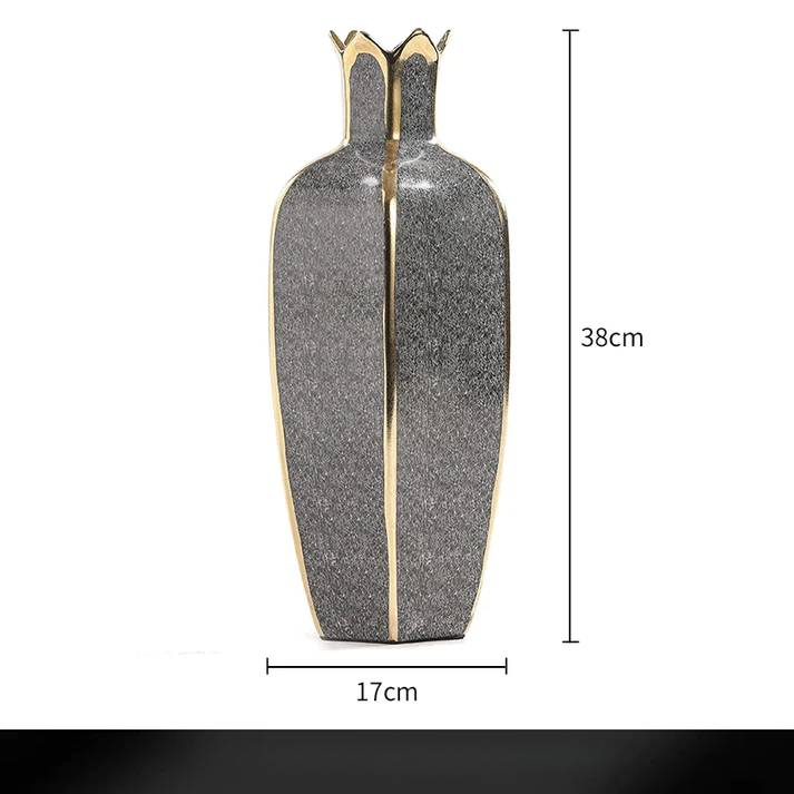 European ceramic gilt vase decoration for home modern living room decoration accessories interior luxury flower pots decorative - Kacey ShoppingMart