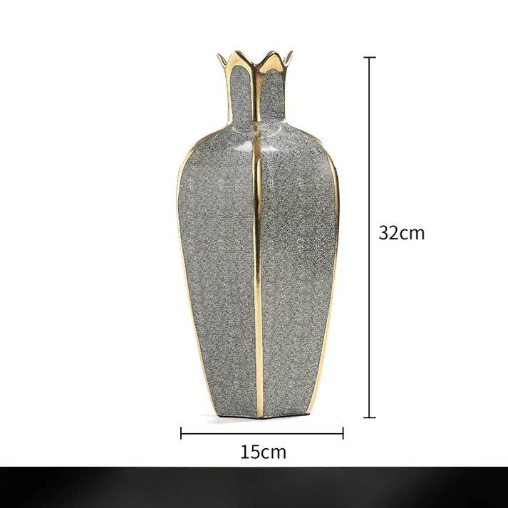 European ceramic gilt vase decoration for home modern living room decoration accessories interior luxury flower pots decorative - Kacey ShoppingMart