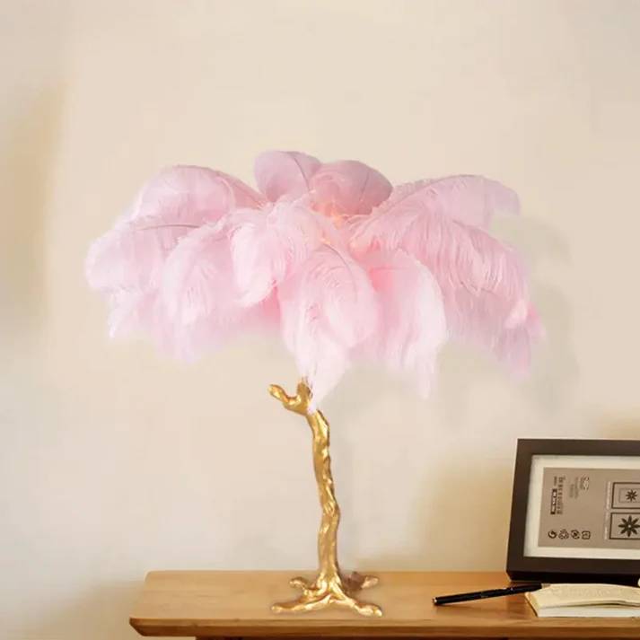 Ostrich Feather Table Lamp - Kacey ShoppingMart