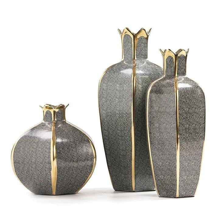 European ceramic gilt vase decoration for home modern living room decoration accessories interior luxury flower pots decorative - Kacey ShoppingMart 