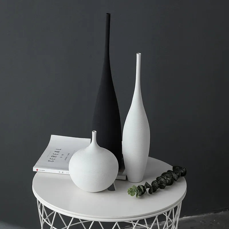 Creative Monochrome Ceramic Vase - Kacey ShoppingMart 