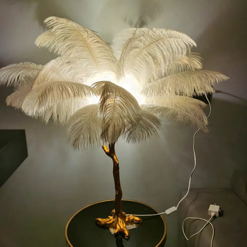 Ostrictch Feather Floor Lamp - Kacey ShoppingMart 