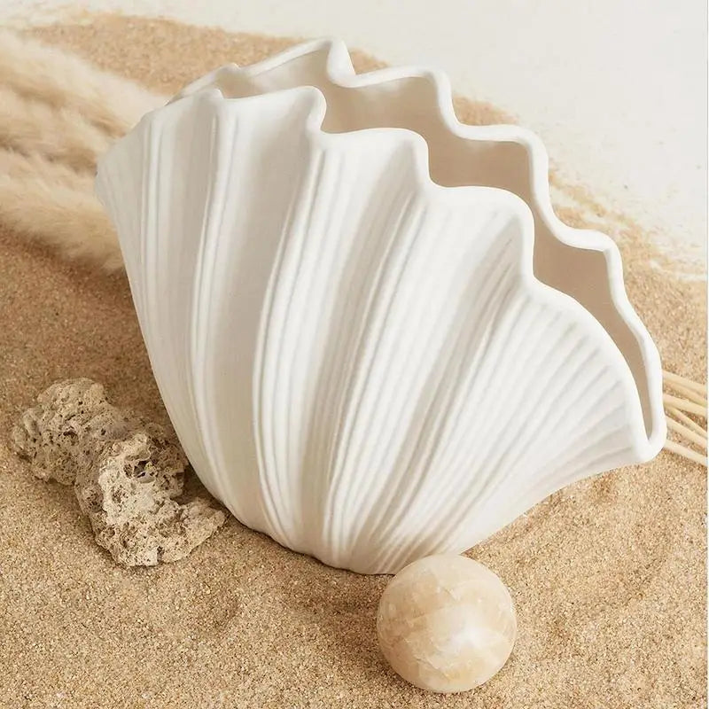 Ceramic Vase Sea Shell Lotus Leaf Leaf Shape Floral Arrangement Accessories Flower Vase Terrarium Room Decoration Accessories - Kacey ShoppingMart 