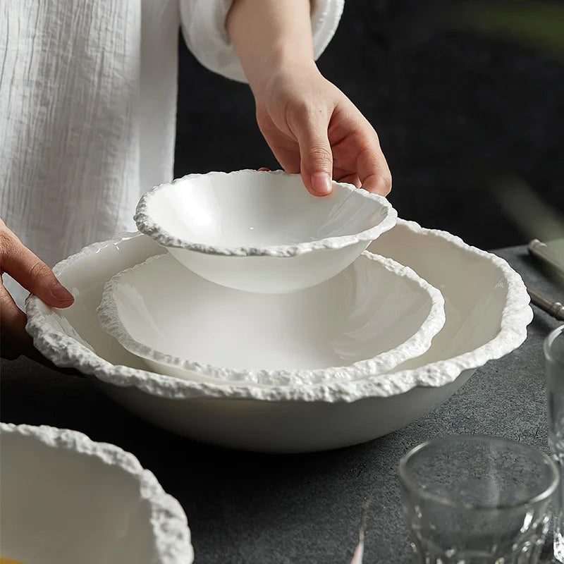 White Ceramic Bowl - Kacey ShoppingMart 