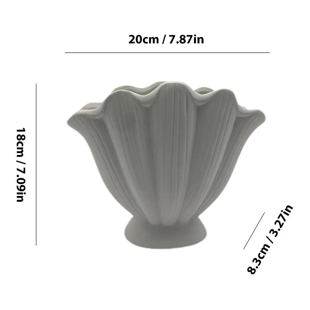 Ceramic Vase Sea Shell Lotus Leaf Leaf Shape Floral Arrangement Accessories Flower Vase Terrarium Room Decoration Accessories - Kacey ShoppingMart 