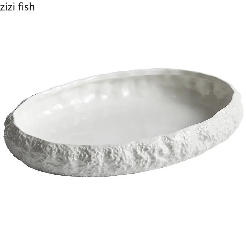 Textured Ceramic Main Dish Plate - Kacey ShoppingMart 