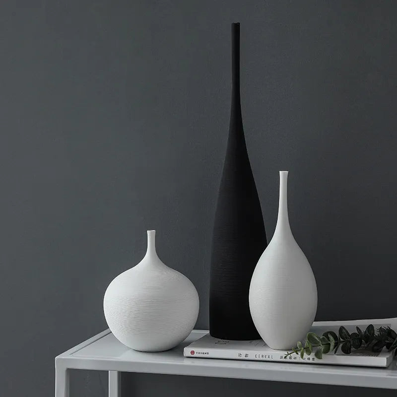 Creative Monochrome Ceramic Vase - Kacey ShoppingMart 