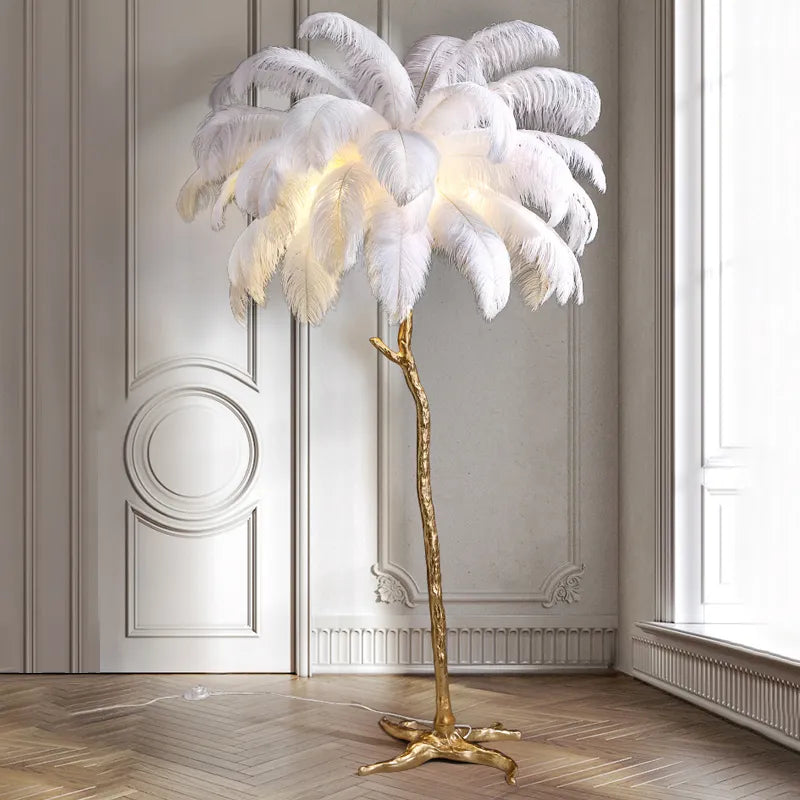 Ostrictch Feather Floor Lamp - Kacey ShoppingMart 