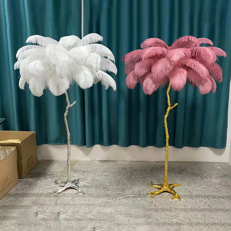 Ostrictch Feather Floor Lamp - Kacey ShoppingMart 