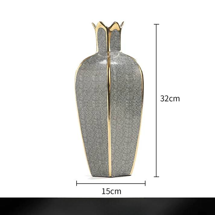 European ceramic gilt vase decoration for home modern living room decoration accessories interior luxury flower pots decorative - Kacey ShoppingMart 